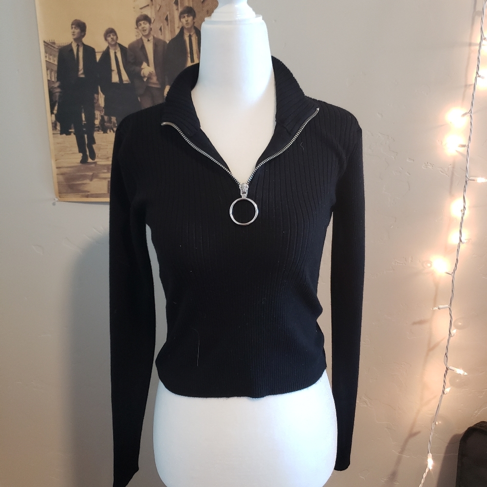 cropped quarter zip